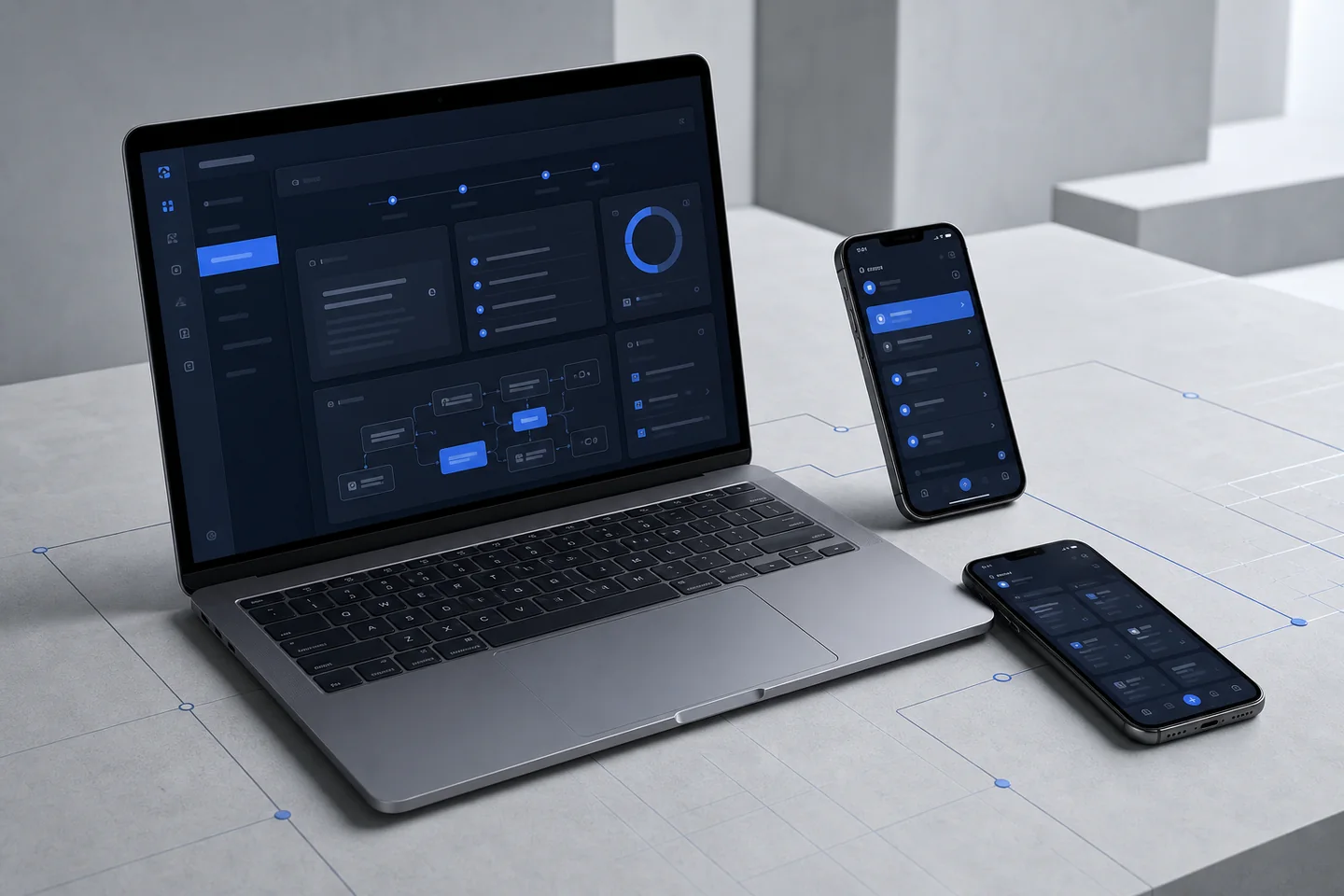 Coordinated web and mobile product delivery across laptop and smartphone interfaces